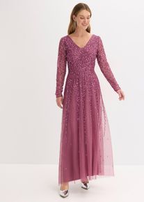 Maxi- oder Abendkleid mit Pailletten, lila, Größe 44, bonprix