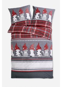 Bettw&auml;sche mit Katzen, grau, Gr&ouml;&szlig;e 135x200 cm, mit Baumwolle, bonprix