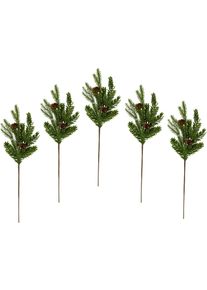 I.GE.A. Winterse kunstplant Kunsttak, kunstmatige tak, kerstdecoratie met echte kegels, 5-delige set, groen, natuur (set, 5 stuks) kunstplanten groen