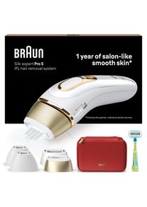 Braun IPL-ontharingsapparaat Silk&middot;expert Pro 5 PL5382 4 opzetstukken, venus scheermes, opbergtas laser haarverwijderaars goud(kleur)