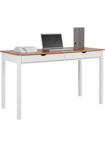 Inosign Bureau Gava van massief grenenhout, met praktische verzonken grepen, breedte 140 cm bureaus wit