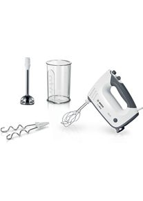 Bosch Handmixer ErgoMixx MFQ37470, Edelst. Mixstaaf/knethaken, 5 standen, wit Turbostand, mixstaaf, lichtgewicht behuizing, gemaakt in Europa