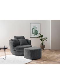Home Affaire Hocker MAISIE, passende aanvulling op de Big-draai fauteuil hockers maat Cord grijs