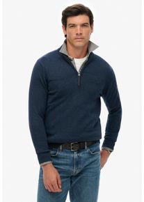 Superdry Gebreide trui ESSENTIALS COTTON HALF ZIP heren pullovers maat M blauw