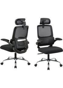 Places of Style Bureaustoel FABION met lendensteun, verstelbare hoofdsteun, klapbare armleuningen bureaustoelen zwart