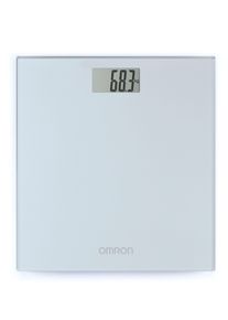 Omron Personenweegschaal HN289 met een groot lcd-scherm en antislipnoppen, extra plat weegschalen grijs