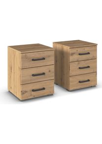 Rauch Nachtkastje Maika elk 3 lades met royale opbergruimte nachtkastjes bruin