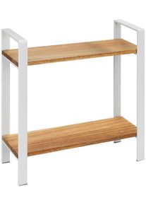 Wenko Keukenrek Model Louisa, 2 etages met 2 acaciahouten planken, staande plank voor het werkblad keukenrekjes wit