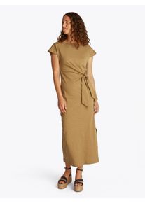 Tommy Hilfiger Midi-jurk KNOT BOAT-NK MIDI DRESS SS dames midi-jurken maat L (40) bruin
