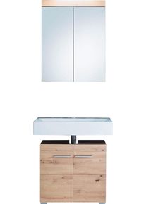 Welltime Badkamerserie Avena Badkamermeubels - wastafelonderkast en spiegelkast (set, 2-delig) badmeubelsets bruin