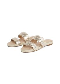 Tommy Hilfiger Slippers METALLIC ROPE ESPADRILLE MULE , plateau, zomerschoen, flats, comfortschoen met gewelfde bandage dames sandaaltjes maat 40