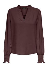 Only Shirt ONLMETTE V-NECK LS SMOCK TOP NOOS WVN dames t-shirts maat XS bruin