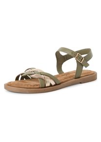 Tamaris Sandalen , sandalette, zomerschoen met riempjes in vlechtlook dames sandaaltjes maat 36 groen