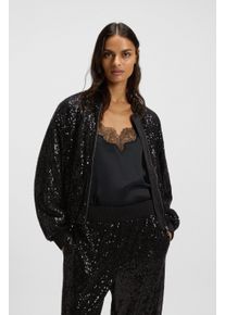 BOSS Orange Blouson Jilloi Premium Damesmode met pailletten, relaxed fit dames jassen maat 36 zwart