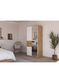 Rauch Draaideurkast Maika met spiegel, 2 laden, in verschillende breedten, hoogten en kleuren kledingkasten wit