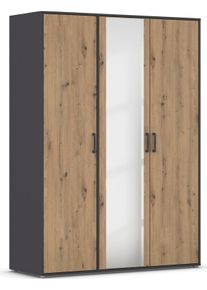Rauch Draaideurkast Kledingkast kast garderobe linnenkast VOYAGER met moderne grepen in grijs-metallic en spiegel kledingkasten bruin