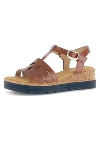 Gabor Sleehaksandaaltjes Genua , bandjessandaal, zomerschoen met klittenbandsluiting, g-breedte dames sandalen met sleehak maat 36 bruin