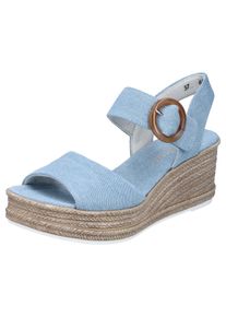 Rieker Sleehaksandaaltjes Zomerschoen, plateausandaal, vakantieschoen met klittenbandsluiting dames sandalen met sleehak maat 40 blauw