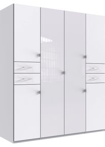 wimex Draaideurkast Danzig met laden op prettige hoogte, met glasdeuren kledingkasten wit