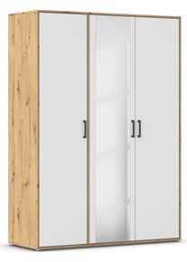 Rauch Draaideurkast Kledingkast kast garderobe linnenkast VOYAGER met moderne grepen in grijs-metallic en spiegel kledingkasten wit