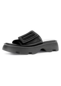 Gabor Slippers York , plateau, zomerschoen, comfortabele schoen, opvallende decoratieve gesp, g-wijdte dames sandaaltjes maat 36 zwart