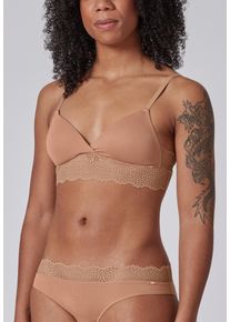 Skiny Soft-bh Bamboo kant uitneembare pads, zonder beugel, zacht, comfortabel, elastisch dames bh's zonder beugel maat C/D beige