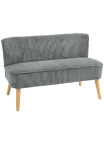 HOMCOM 2-Seater Upholstered Sofa, Wood, Velvet-like Polyester, Foam, 117 x 56.5 x 77 cm, Gray | Aosom Ireland