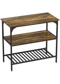HOMCOM Baker's rack, 3-tier kitchen rack with steel frame, Rustic Brown+Black | Aosom Ireland
