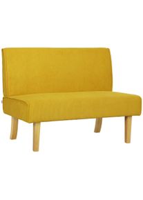 HOMCOM Two-seater sofa with cord upholstery, thick padding and solid wooden legs for living room, bedroom, office, Yellow | Aosom Ireland