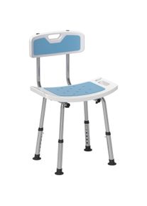 HOMCOM Shower Stool with Backrest, Height Adjustable Shower Chair with Anti-slip Foot Pads, Shower Head Holder, Light Blue | Aosom Ireland