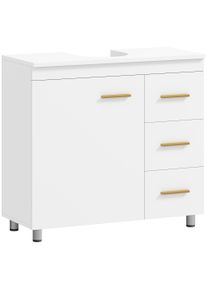 HOMCOM Bathroom base cabinet, 3-tier design, MDF, particleboard, White | Aosom Ireland
