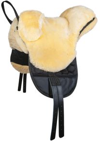 HKM Lammfellsattel, schwarz/natur, Vollblut/Warmblut