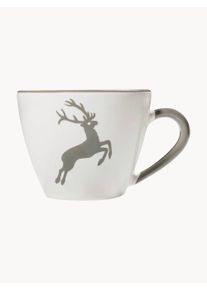 Gmundner Keramik Handmade Coffee Cup Grey Deer White, Grey Ø 9 x H 8 cm