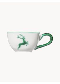 Gmundner Keramik Handmade Coffee Cup Green Deer Green, White Ø 10 cm x H 7 cm