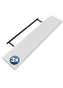 Casaria Estante de pared Estante suspendido 110cm juego de 3 blanco + soporte
