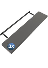 Casaria Estante de pared Estante suspendido 110cm juego de 3 gris + soporte
