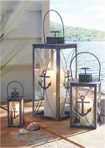 Lykta med ankare (3 delar) - gr&aring; - storlek Onesize - bonprix