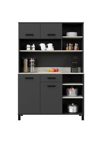 P & B Buffet, Anthrazit, Hellgrau, Metall, 4 F&auml;cher, 1 Schublade(n) Schubladen, 119.1x177x40 cm, K&uuml;chen, K&uuml;chenm&ouml;bel, Buffetschr&auml;nke