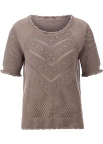 Damer Hålmönstrad tröja med vågformade avslut mullvad Größe 38