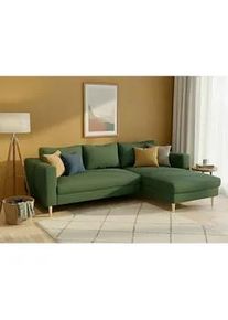 Trendmanufaktur Eckschlafsofa , Dunkelgrün , Textil , Buche , 232x161 cm , Made in Europe , Rücken echt, Armteil links, Armteil rechts , Wohnzimmer, Sofas & Couches, Schlafsofas, Sonstige Schlafsofas