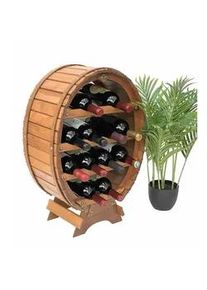 DanDiBo Weinregal Holz Stehend Weinfass 12 Flaschen Braun gebeizt , 45x65x24 cm , Weinregale