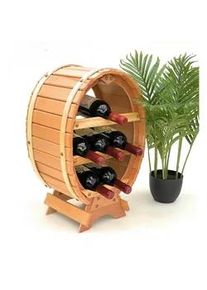 DanDiBo Weinregal Holz Stehend Weinfass 6 Flaschen Natur , 35x55x24 cm , Weinregale