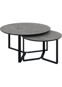 Hela , Couchtisch »MASSA« Set, 2 Stk. tlg. , Betonoptik dunkel/Schwarz + Schwarz + Betonoptik dunkel