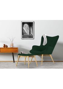 Home Affaire, Sessel &raquo;Egense&laquo; wahlweise mit oder ohne Hocker, dunkelgr&uuml;n, Struktur fein (100% Polyester);Samtoptik (100% Polyester);Luxus-Microfaser (