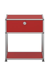 USM Haller Table de nuit avec compartiment ouvert Rouge