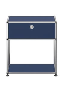 USM Haller Table de nuit avec compartiment ouvert Acier bleu