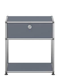 USM Haller Table de nuit avec compartiment ouvert Medium gris