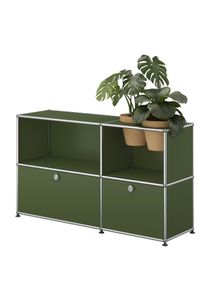 USM Haller Sideboard avec Portes pliantes et Insert plantes Vert olive