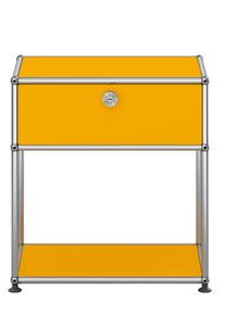 USM Haller Table de nuit avec compartiment ouvert jaune