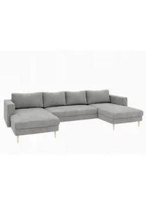 Trendmanufaktur Wohnlandschaft , Grau , Textil , Buche , U-Form , 306x161 cm , Rücken echt, Armteil links, Armteil rechts , Wohnzimmer, Sofas & Couches, Wohnlandschaften, Wohnlandschaften in U-Form